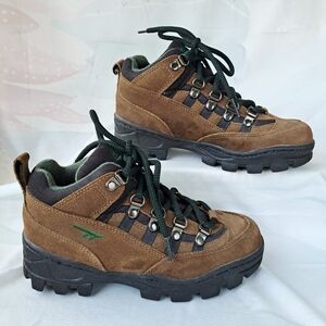 Kids Brown Leather Hiking Boots Size 3 Hi-Tec Trailhead Rugged Lace-Up High Tops
